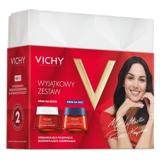 Vichy Liftactiv Collagen Specialist, Xmass 2024, zestaw kremów ujędrniających, krem na dzień, 50 ml + krem na noc, 50 ml