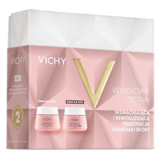 Vichy Neovadiol Rose, Xmass 2024, zestaw wzmacniających kremów na dzień, 50 ml + na noc, 50ml
