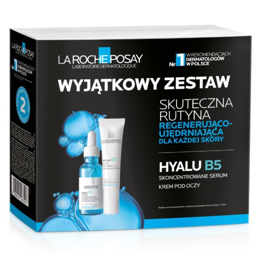La Roche-Posay Hyalu B5, Xmass 2024, zestaw regenerująco-ujędrniający, serum nawilżające, 30 ml + krem pod oczy, 15 ml
