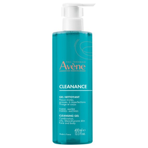 Avene Cleanance, żel oczyszczający do twarzy i ciała, skóra tłusta ze skłonnością do niedoskonałości, 400 ml