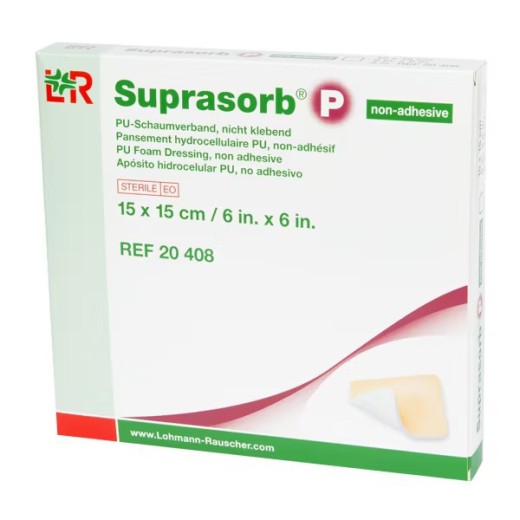 Suprasorb P, 15 cm x 15 cm, nieprzylepny opatrunek z pianki poliuretanowej, 1 sztuka