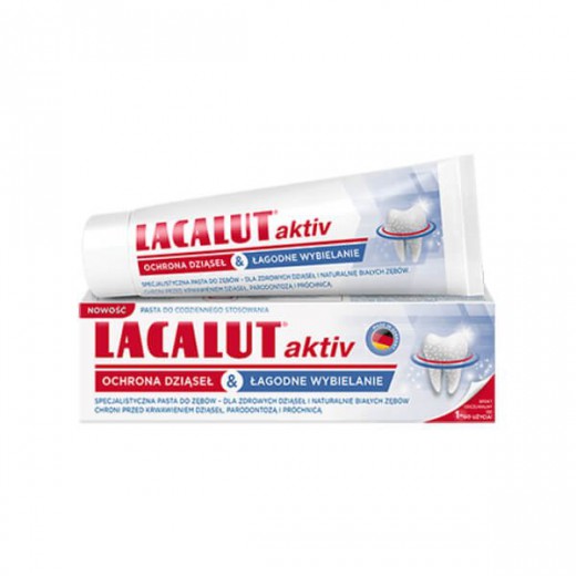 LACALUT Aktiv, pasta do zębów, ochrona dziąseł i łagodne wybielanie, 75ml