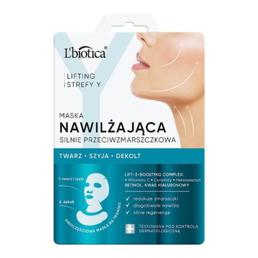 L'Biotica Lifting Strefy Y, nawilżająca maska do twarzy, silnie przeciwzmarszczkowa, 1 sztuka
