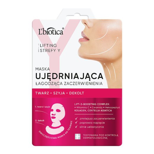 L'Biotica Lifting Strefy Y, ujędrniająca maska do twarzy, łagodząca zaczerwienienia, 1 sztuka