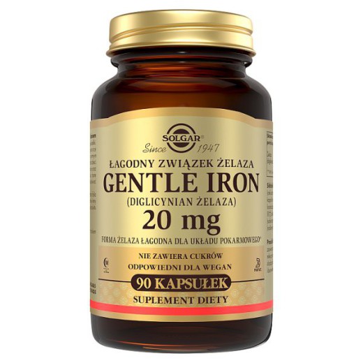 Solgar Żelazo, Gentle Iron, 20mg, kapsułki, 20 szt.
