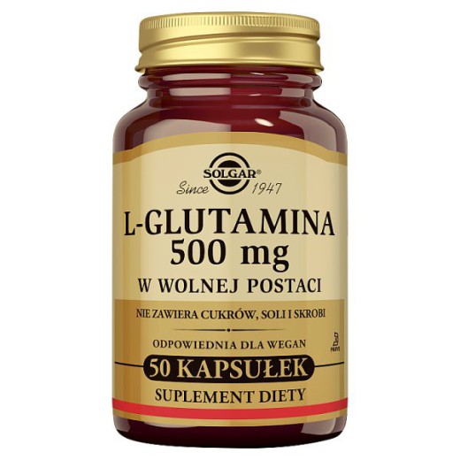 Solgar, L-Glutamina w wolnej postaci, 50 kapsułek