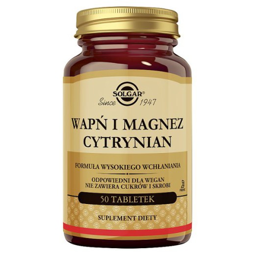 Solgar Wapń i Magnez w postaci cytrynianu, tabletki, 50 szt.