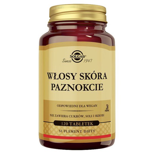 Solgar Włosy Skóra Paznokcie, 120 tabletek