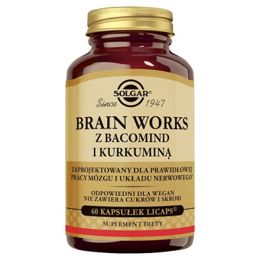 Solgar Brain Works z BacomindTM i Kurkuminą, 60 kapsułek