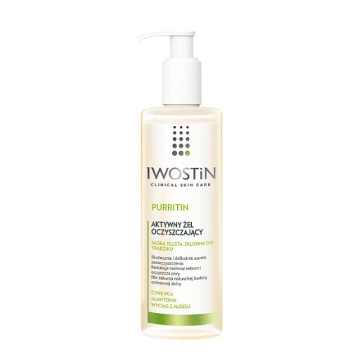 Iwostin Purritin, aktywny żel do mycia twarzy, skóra tłusta i trądzikowa, 300 ml
