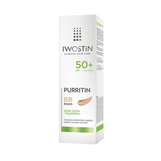 Iwostin Purritin, krem BB, skóra tłusta i trądzikowa, SPF 50+, 30 ml