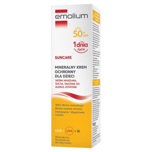 Emolium Suncare, mineralny krem ochronny dla dzieci od 1 dnia życia i dorosłych, SPF 50+, 50 ml