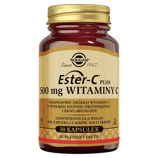 Solgar Ester C Plus 500 mg Witaminy C, kapsułki roślinne, 50 szt.