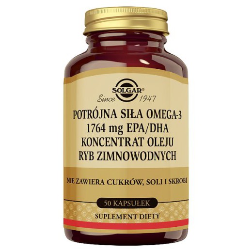 Solgar Omega 3, Potrójna siła EPA/DHA, 50 kapsułek