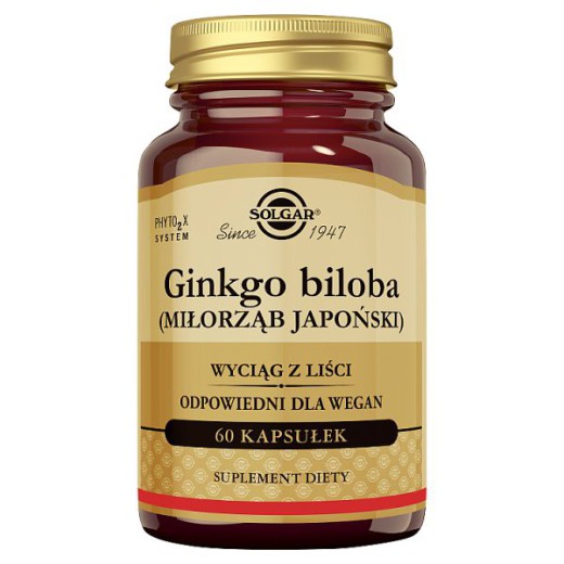 Solgar Miłorząb japoński, Gingko Biloba, 60 kapsułek