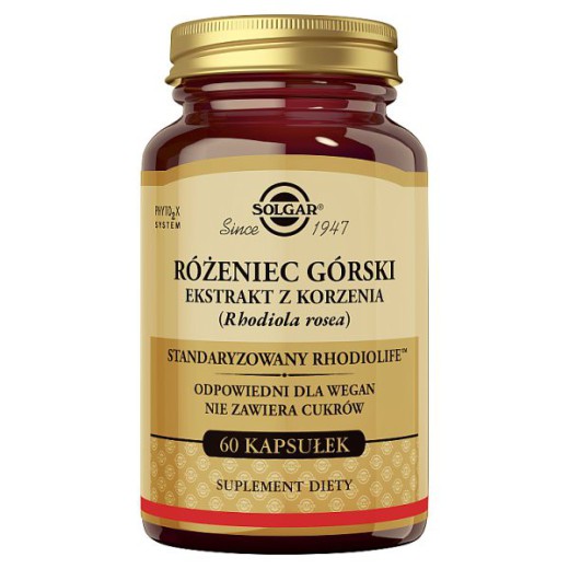 Solgar Rhodiola, Różeniec Górski, kapsułki roślinne, 60 szt.