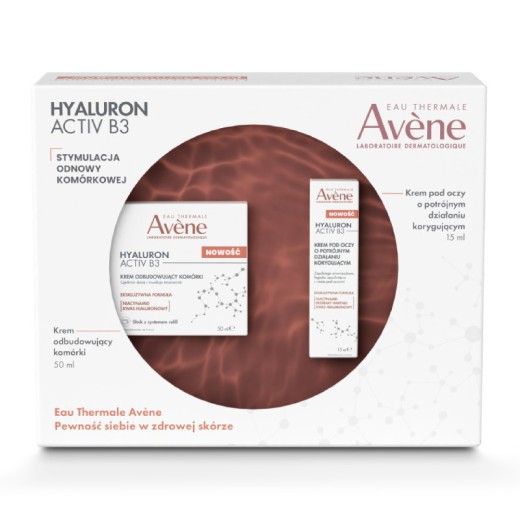 Avene Hyaluron Activ B3, zestaw, Krem + Krem pod oczy 50 ml + 15 ml