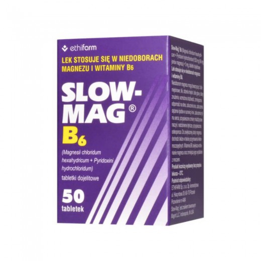 Slow-Mag B6, 50 tabletek dojelitowych