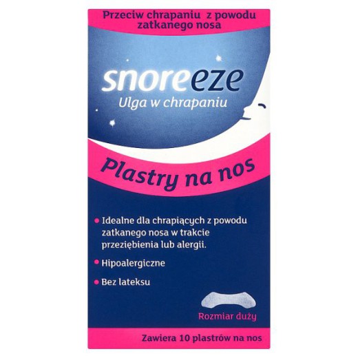 Snoreeze Plastry na nos, przeciw chrapaniu, duże, 10 sztuk