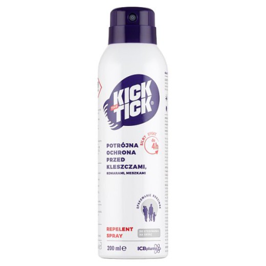 Kick the Tick, Max Repelent Plus, spray przeciw kleszczom, komarom i meszkom, 200ml