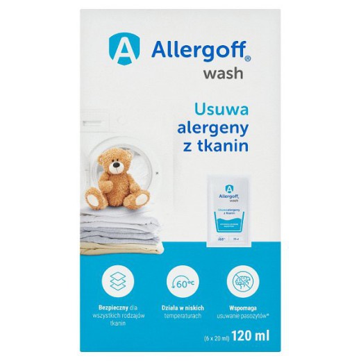 Allergoff Wash, neutralizator alergenów, dodatek do prania w niskich temperaturach, 6 saszetek x 20 ml