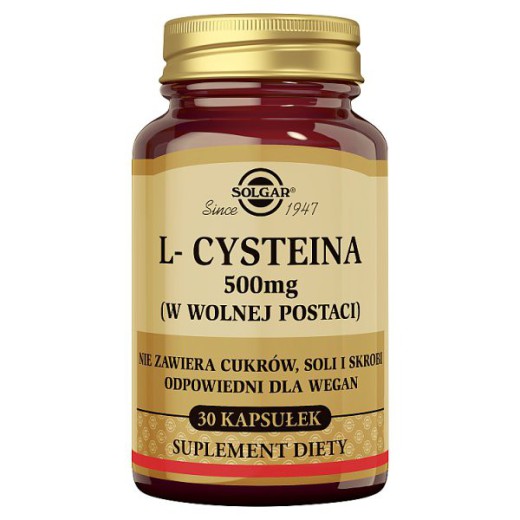 Solgar L-cysteina 500 mg, 30 kapsułek