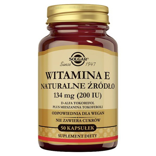 Solgar Witamina E naturalna, kaps. roślinne, 50 szt.