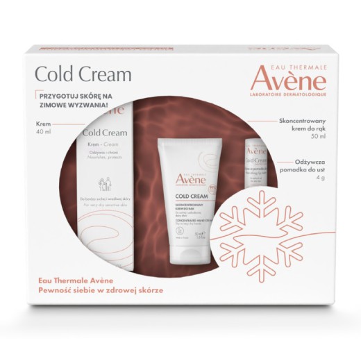 Avene Cold Cream, zestaw krem, 50 ml + krem do rąk , 50 ml + pomadka do ust, 4 g