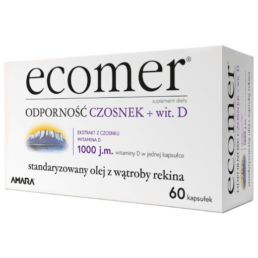 Ecomer Odporność Czosnek + wit. D3, 60 kapsułek