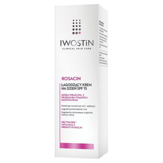 Iwostin Rosacin, łagodzący krem na dzień, skóra wrażliwa z problemem trądziku różowatego, SPF 15, 40 ml