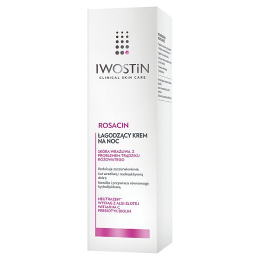 Iwostin Rosacin, łagodzący krem na noc, skóra wrażliwa z trądzikiem różowatym, 40 ml