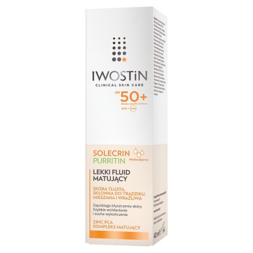 Iwostin Solecrin Purritin, Lekki fluid matujący SPF 50+, 40 ml
