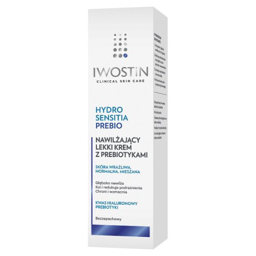 Iwostin Hydro Sensitia Prebio, lekki krem nawilżający z prebiotykami, skóra normalna, wrażliwa i mieszana, 50 ml
