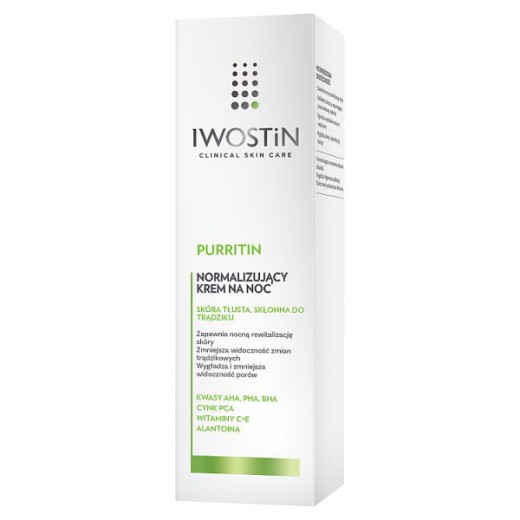 Iwostin Purritin, krem reduktor niedoskonałości na noc, 40 ml