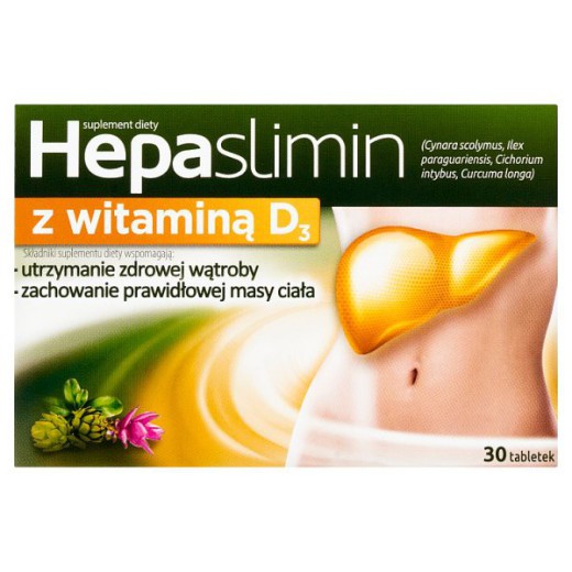 Hepaslimin z witaminą D3, 30 tabletek powlekanych