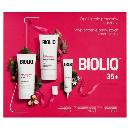 Zestaw Bioliq 35+, krem przeciwstarzeniowy do cery mieszanej + krem odbudowujący na noc + przeciwstarzeniowy krem pod oczy