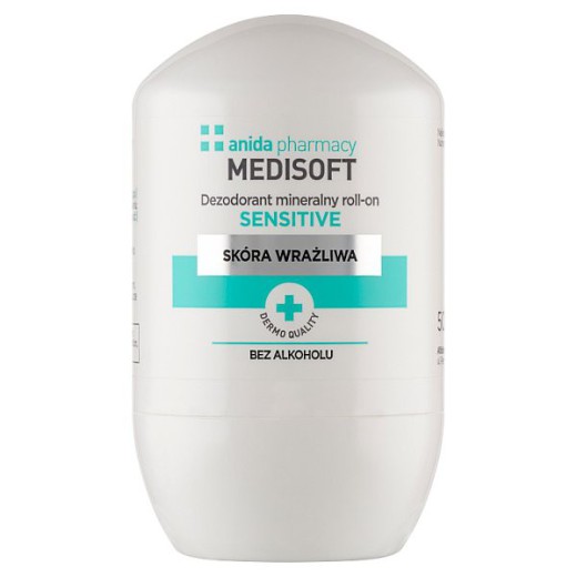 Anida Medi Soft Sensitive, dezodorant mineralny roll-on, skóra wrażliwa, 50 ml