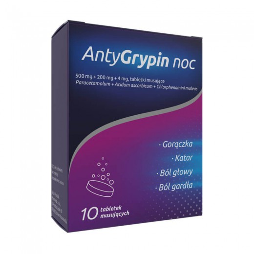 Zdrovit Antygrypin Noc, 10 tabletek musujących