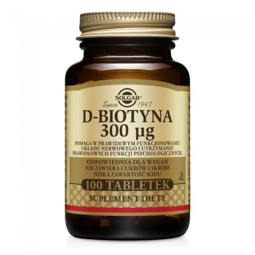 Solgar D-Biotyna 300 ug, 100 tabletek
