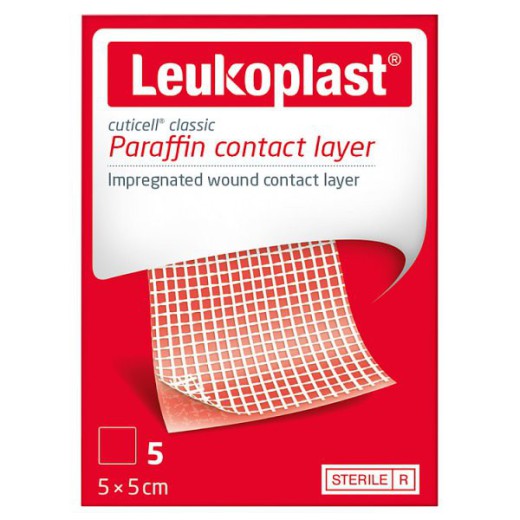 Leukoplast Cuticell Paraffin, plastry 5 cm x 5 cm, 5 sztuk