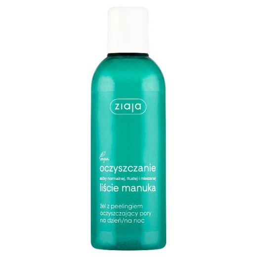 Ziaja Oczyszczanie, liście manuka, żel z peelingiem oczyszczający pory, na dzień i na noc, 200 ml