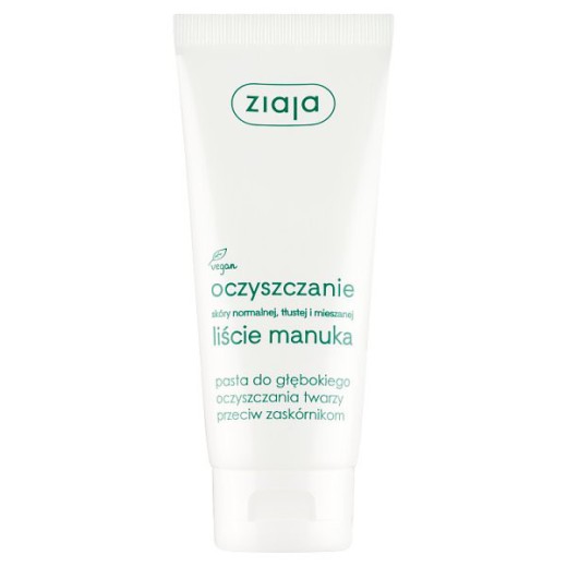 Ziaja Oczyszczanie, liście manuka, pasta do głębokiego oczyszczania twarzy przeciw zaskórnikom, 75 ml