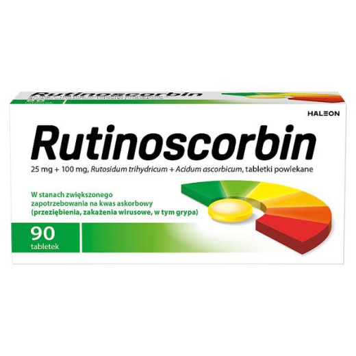 Rutinoscorbin 25 mg + 100 mg, 90 tabletek powlekanych