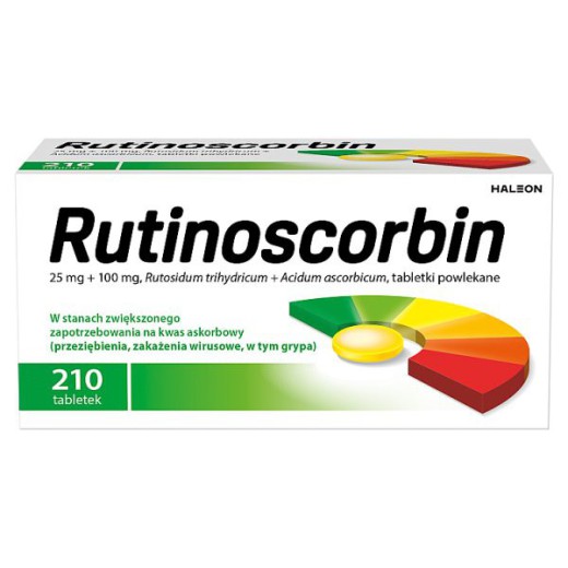 Rutinoscorbin 25 mg + 100 mg, 210 tabletek powlekanych