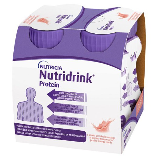 Nutridrink Protein o smaku brzoskwinia-mango, 4 x 125 ml