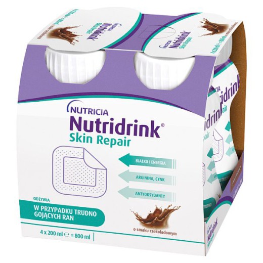 Nutridrink Skin Repair, preparat odżywczy, smak czekoladowy, 4 x 200 ml
