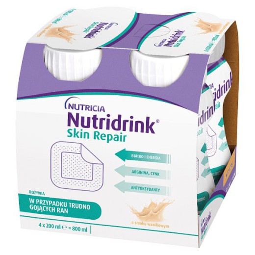 Nutridrink Skin Repair, preparat odżywczy, smak waniliowy, 4 x 200 ml