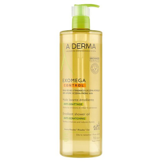 A-Derma Exomega Control, olejek emolient pod prysznic, skóra sucha, skłonna do atopii, od urodzenia, 750 ml