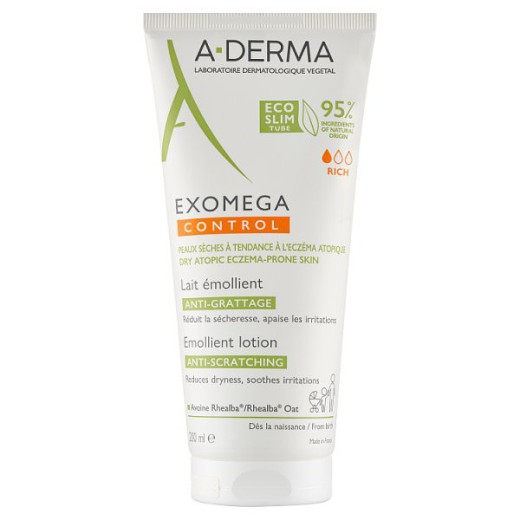 A-Derma Exomega Control, mleczko emolient przeciw drapaniu, 200 ml