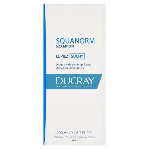 Ducray Squanorm, szampon przeciwłupieżowy, łupież suchy 200 ml